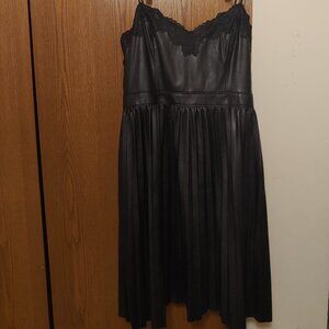 Express faux leather pleated midi dress size Large